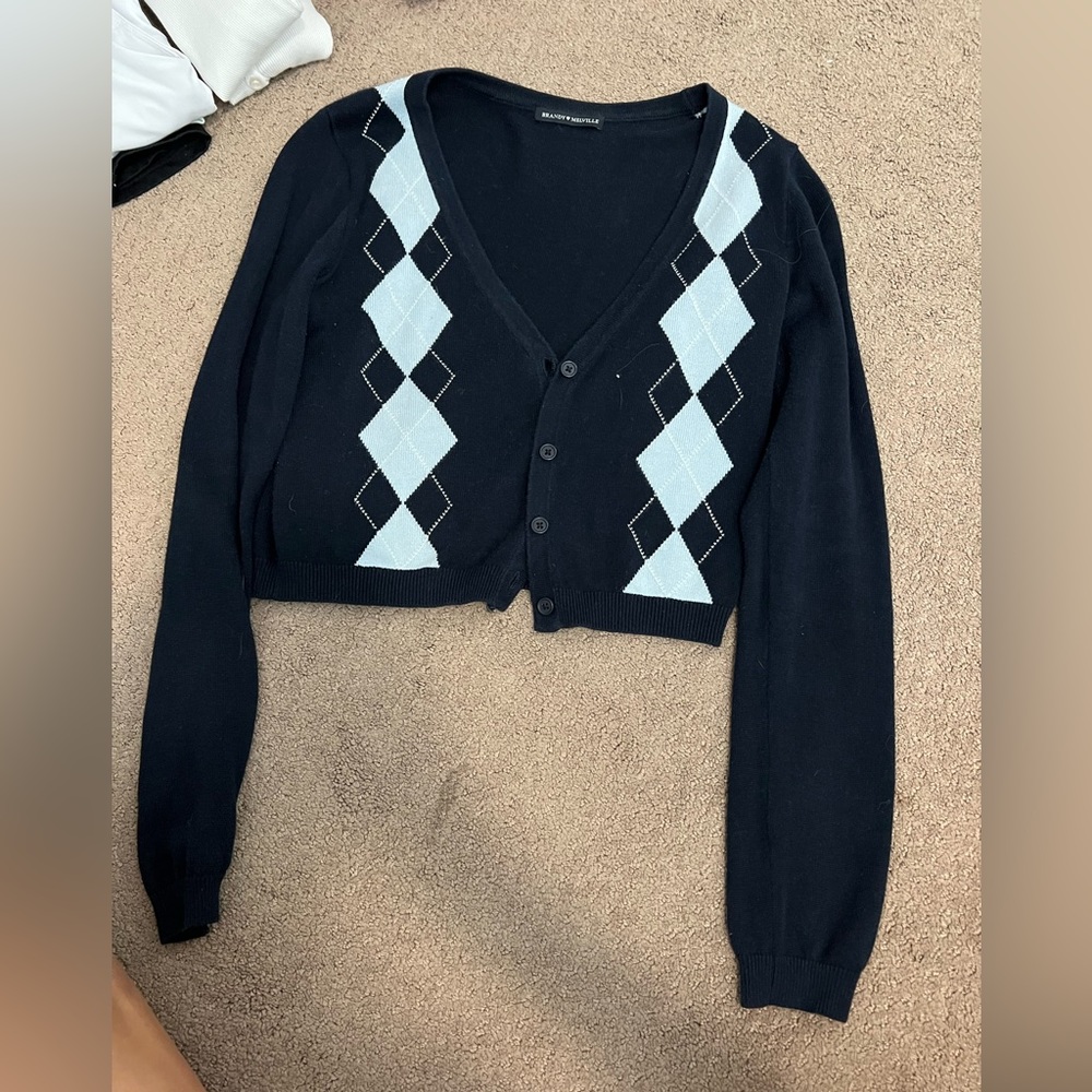 Brandy Melville Navy button up sweater